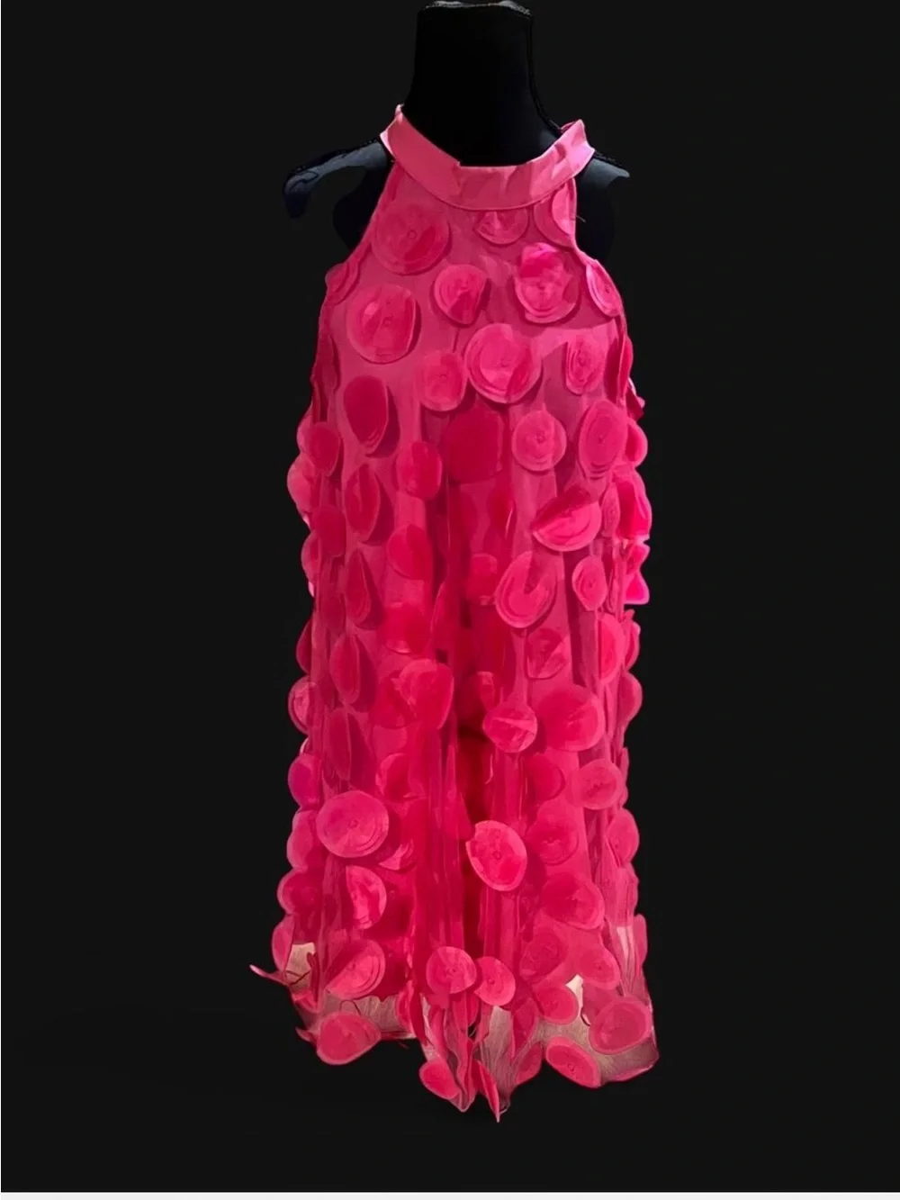 SHEIN Hot Pink Halter Mini Dress with Applique Circles